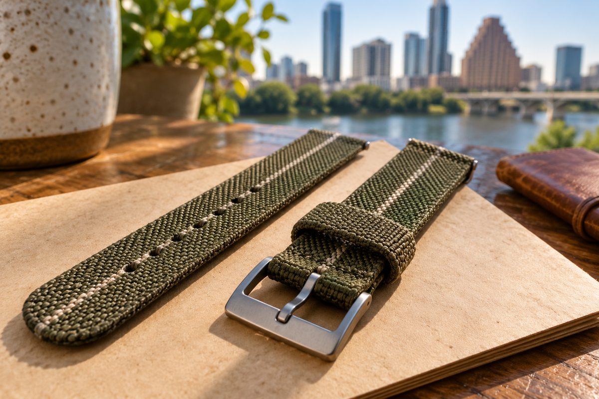 Tightly woven textile watch strap